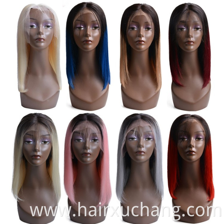 Hot Sale Colored Ombre Color Hair Lace Front Wig Virgin Human Hair Extensions Wigs For Christmas